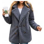 Z-dark Grey Women's Fashion Long Sleeve Lapel Zip Up Faux Shearling Shaggy Oversized Coat Jacket For Warm Winter
