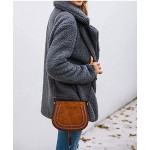 Z-dark Grey Women's Fashion Long Sleeve Lapel Zip Up Faux Shearling Shaggy Oversized Coat Jacket For Warm Winter