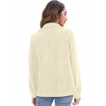 Beige Womens Fleece Jacket Lapel Zip Up Teddy Coat Cropped Winter Outerwear