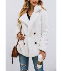 Z-white Women's Fashion Long Sleeve Lapel Zip Up Faux Shearling Shaggy Oversized Coat Jacket For Warm Winter