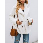Z-white Women's Fashion Long Sleeve Lapel Zip Up Faux Shearling Shaggy Oversized Coat Jacket For Warm Winter