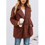 Z-brown Women's Fashion Long Sleeve Lapel Zip Up Faux Shearling Shaggy Oversized Coat Jacket For Warm Winter