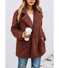 Z-brown Women's Fashion Long Sleeve Lapel Zip Up Faux Shearling Shaggy Oversized Coat Jacket For Warm Winter