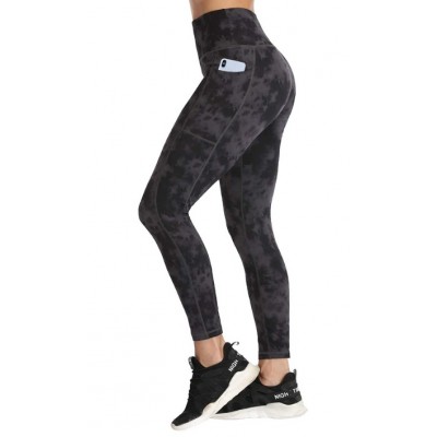 Print Women Yoga Leggings with Pockets High Waist Compression Workout Running Gym Print Pants