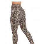 1362-yellow Leopard Women Yoga Leggings with Pockets High Waist Compression Workout Running Gym Print Pants