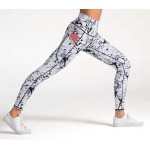 Marble High Waist Yoga Leggings with 3 Pockets,Tummy Control Workout Running 4 Way Stretch Yoga Pants