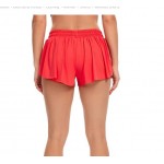 Red Women's Lithe Running Yoga Workout Gym Athletic Dress High Flex Push Up Shorts
