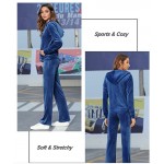 Womens Velour Tracksuits Set Long Sleeve Sweatsuits 2 Piece Sports Outfit Zip Hoodie Sweatpants Joggers Set
