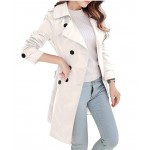 Women's Double-Breasted Trench Coat Classic Lapel Overcoat Slim Outerwear Waterproof Coat with Belt Buckle