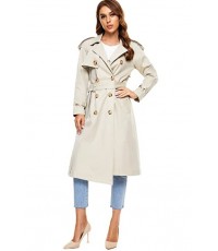 Women's Trench Coat, Double-breasted Rain Coat with Belt 100% Cotton